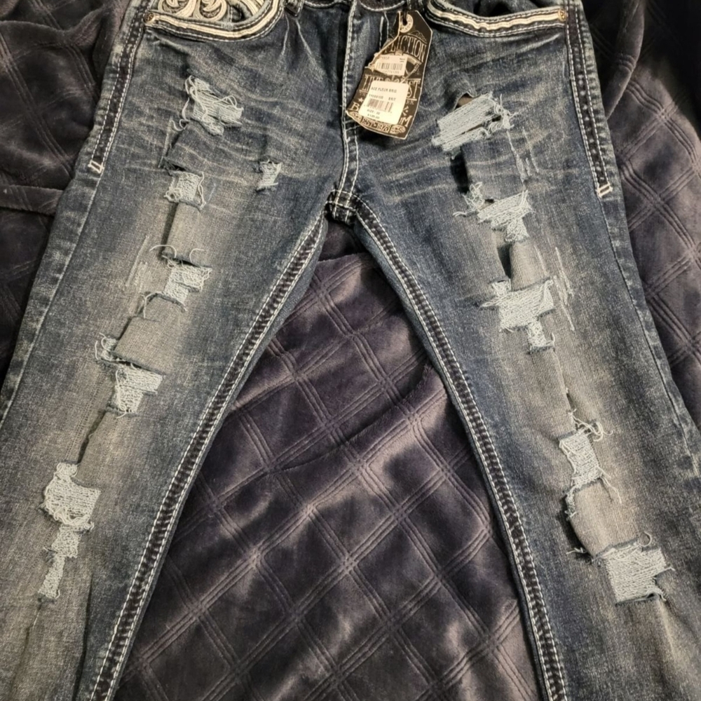 NEW Discontinued Affliction Ace Fleur Brighton Distressed/Destroyed Jeans